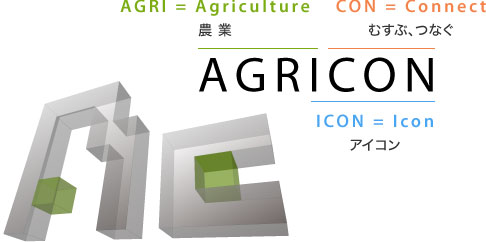 AGRI = Agriculture 農 業 CON = Connect むすぶ、つなぐ ICON = Icon アイコンAGRICON